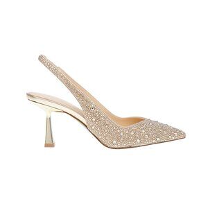 Betsey Johnson Clark Rhinestone Slingback Heels Light Gold – Size 8M